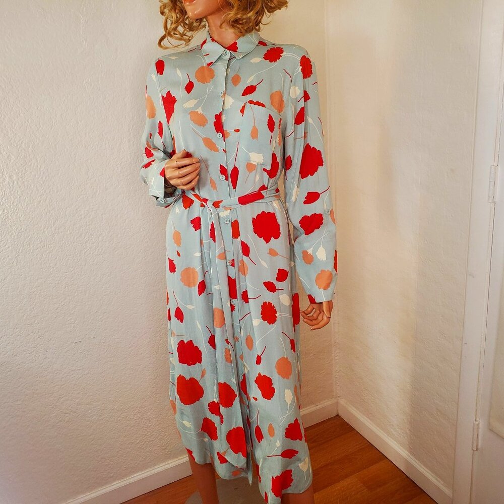 Maeve Light Blue Floral Midi Dress